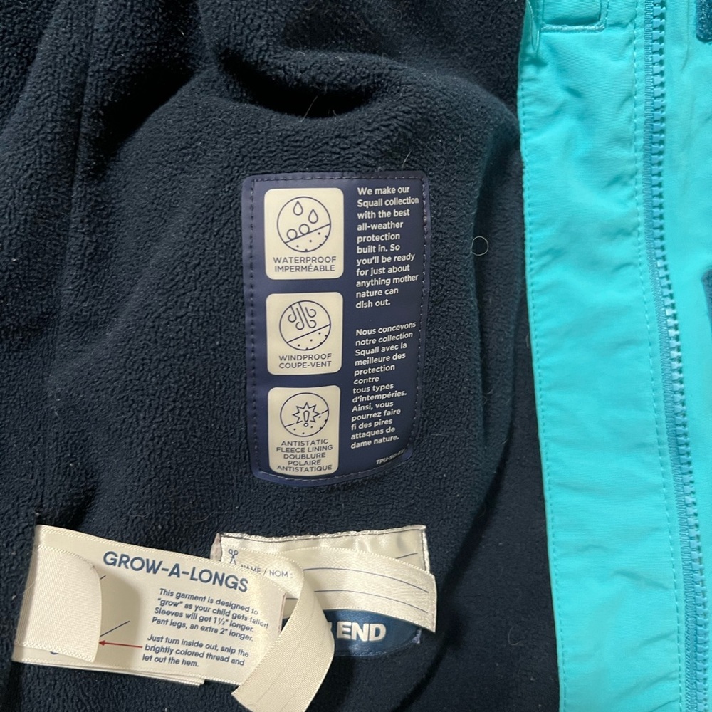 Lands' End Kids' Medium Size 8 Two-Tone Blue Waterproof Raincoat Winter - Picture 6 of 14